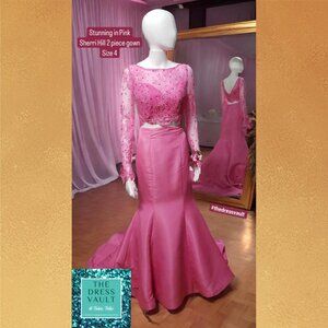 Sherri Hill - 2 Piece Pink Lace Gown